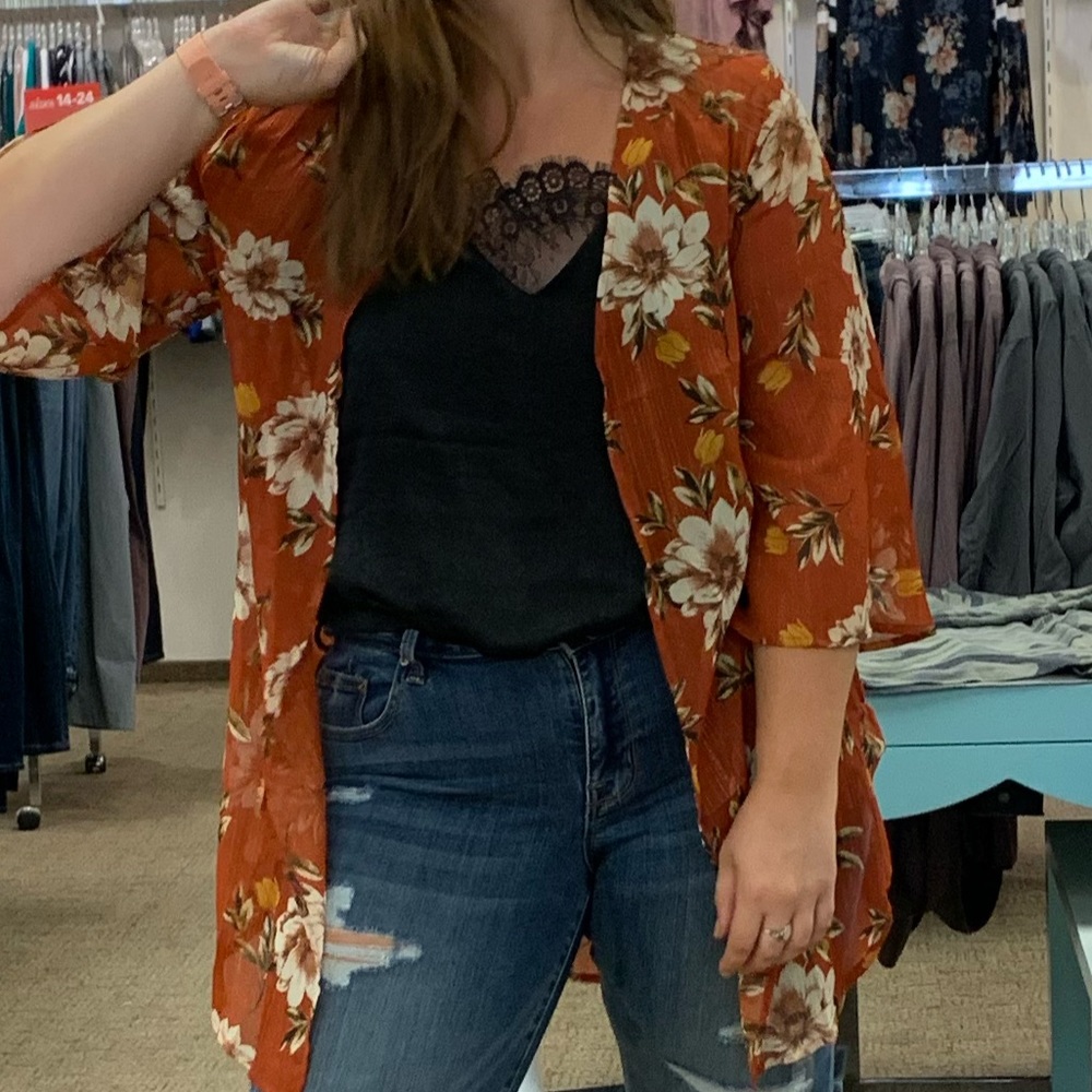 Orange Floral Kimono